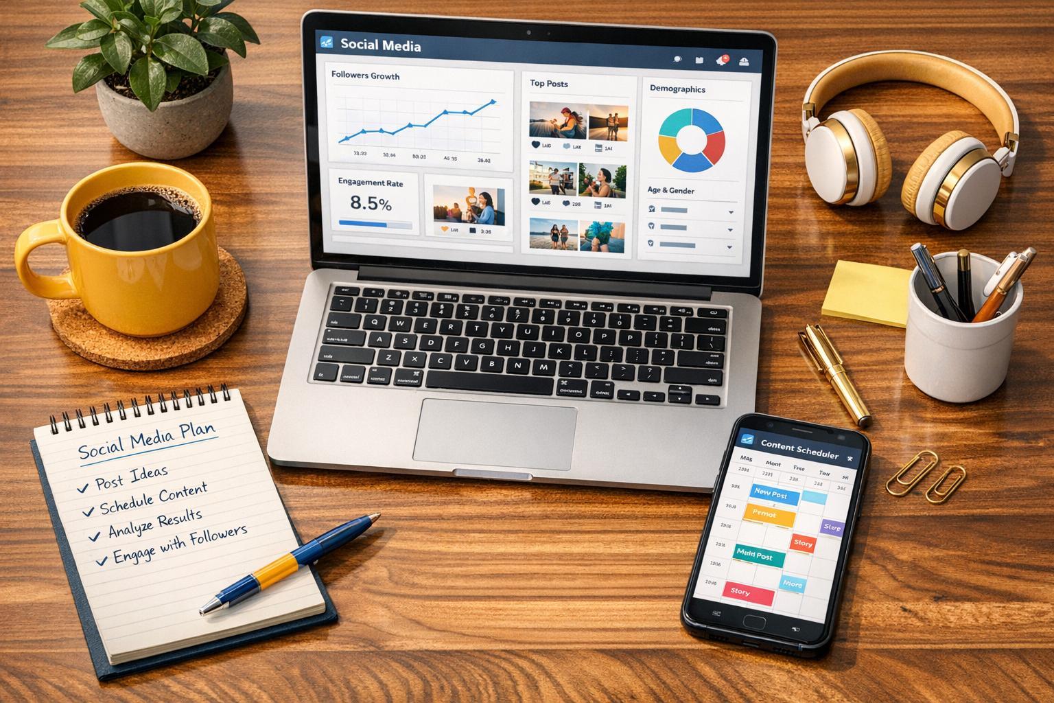 Business owner reviewing online marketing and customer activity